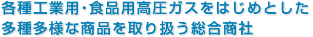 各種工業用・食品用高圧ガスをはじめとした多種多様な商品を取り扱う総合商社